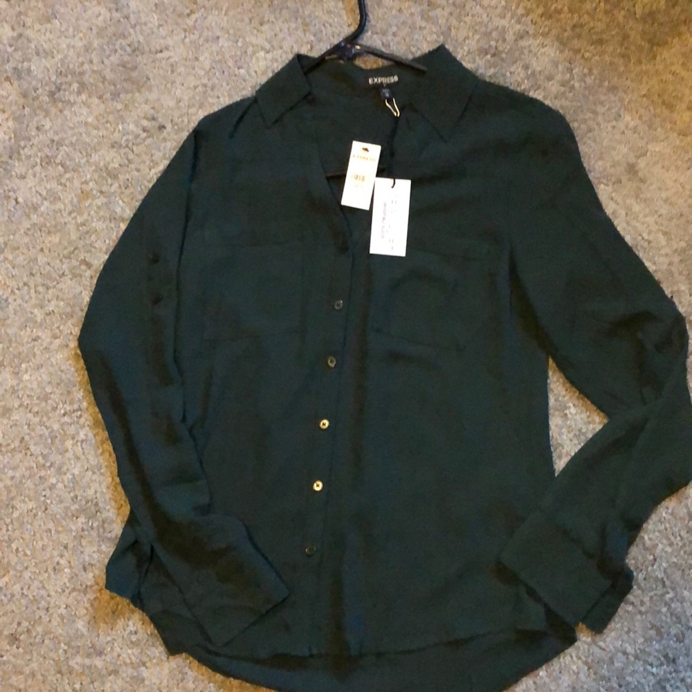 Express slim fit convertible sleeve shirt